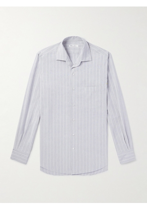 Loro Piana - Andre Camp-Collar Striped Linen and Silk-Blend Shirt - Men - Blue - XS