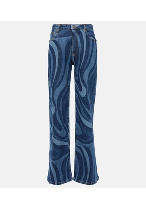 Pucci Marmo-printed mid-rise straight jeans