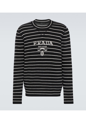 Prada Logo striped wool and cashmere sweater