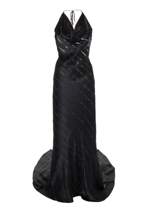 Del Core - Striped Satin Maxi Dress - Black - IT 40 - Moda Operandi