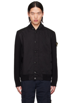 Stone Island Black Garment-Dyed Bomber Jacket