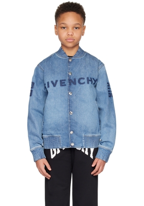 Givenchy Kids Blue Faded Denim Bomber Jacket
