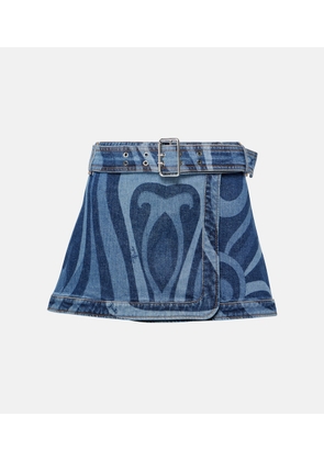 Pucci Marmo-printed denim wrap miniskirt