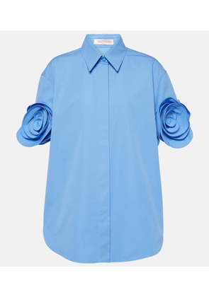 Valentino Floral-appliqué cotton shirt