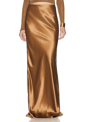 Saint Laurent Silk Maxi Skirt in Beige - Metallic Gold. Size 40 (also in 38).
