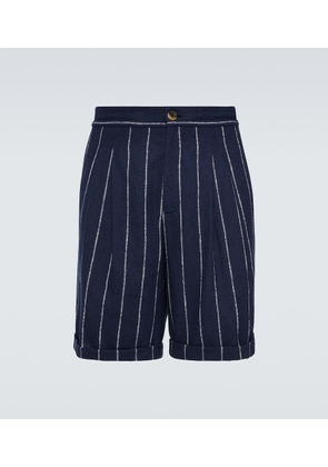 Brunello Cucinelli Chalk stripe linen, wool, and silk-blend shorts
