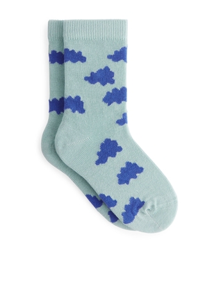 Jacquard Socks, 2 Pairs - Turquoise