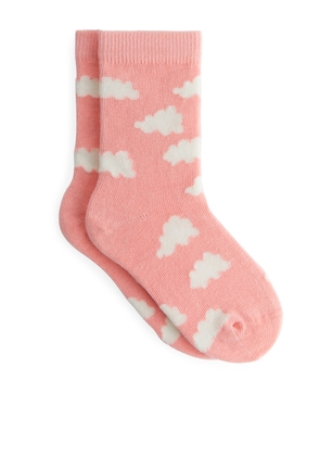 Jacquard Socks, 2 Pairs - Pink