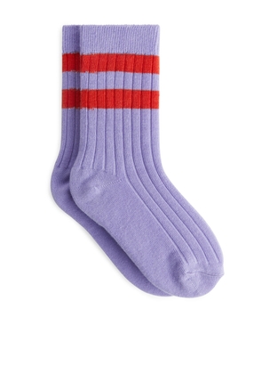 Rib Knit Socks Set of 2 - Purple