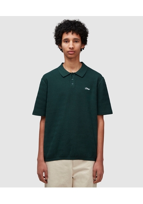 Wave cable knit polo shirt