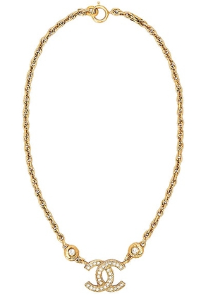 chanel Chanel Coco Mark Rhinestone Necklace in Gold - Metallic Gold. Size all.