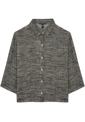 Eileen Fisher Jacquard Linen-blend Shirt - Black - S (UK 10-12 / M)