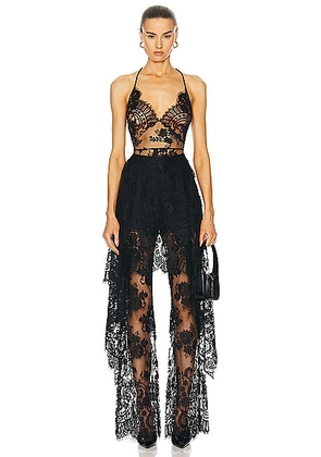 Monse Tie Back Lace Top in Black - Black. Size 8 (also in 0, 6).