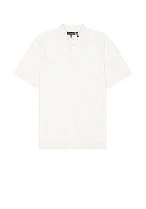 Theory Goris Sweater Polo in Melange Ivory - Cream. Size L (also in M, S, XL).