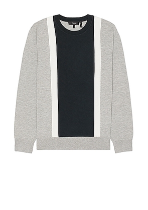 Theory Intarsia Crew Sweater in Light Grey Heather - Grey. Size L (also in M, XL).