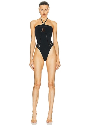 Wolford Halter One Piece Swimsuit in Black - Black. Size XS (also in ).