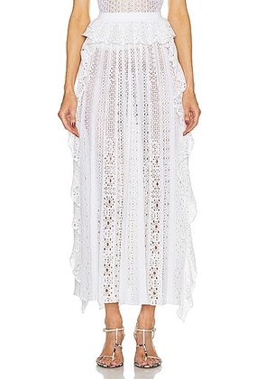 Chloe Long Ruffled Skirt in Iconic Milk - White. Size M (also in S, XS).