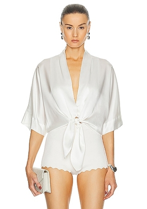 The Sei Dolman Tie Front Blouse in Ivory - Ivory. Size 0 (also in 4, 6, 8).