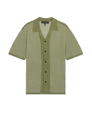 Rag & Bone Harvey Knit Camp Shirt in Sage - Green. Size L (also in M, S).
