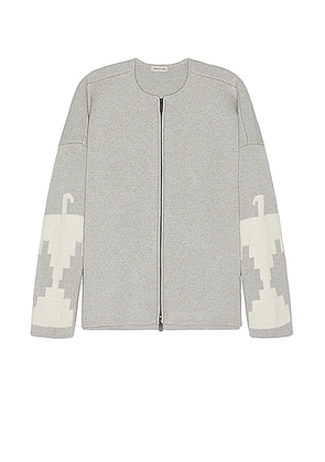 Fear of God Wool Cashmere Blend Thunderbird Full Zip Sweater in Dove Grey - Grey. Size L (also in M, XL/1X).