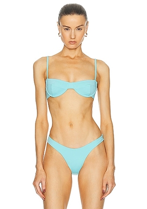 HAIGHT. Vintage Bikini Top in Nadir Blue - Teal. Size L (also in M, S, XS).
