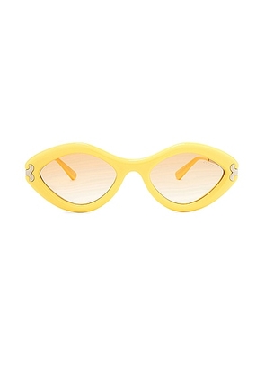 Emilio Pucci Oval Sunglasses in Shiny Yellow & Gradient Brown - Yellow. Size all.