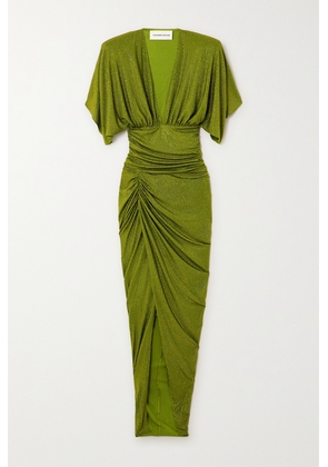 ALEXANDRE VAUTHIER - Ruched Crystal-embellished Stretch-jersey Maxi Dress - Green - FR34,FR36,FR38,FR40