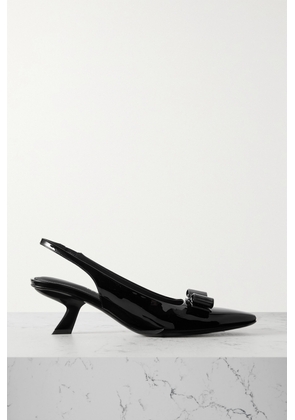 Ferragamo - Bow-detailed Patent-leather Slingback Pumps - Black - US6,US6.5,US7,US7.5,US8,US8.5,US9,US9.5,US10,US10.5,US11