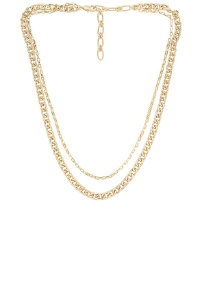 Amber Sceats Layered Chain Necklace in Metallic Gold.