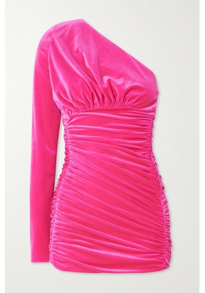 ALEXANDRE VAUTHIER - One-shoulder Ruched Stretch-velvet Mini Dress - Pink - FR34,FR36,FR38,FR40,FR42,FR44