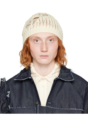 AIREI Off-White Embroidered Beanie