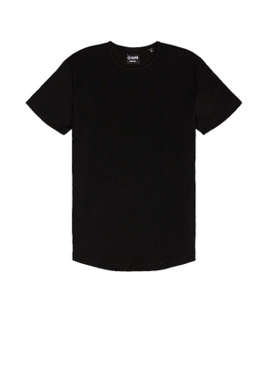 Cuts Crew Curve Hem T-Shirt in Black. Size M, S, XL/1X, XXL/2X.
