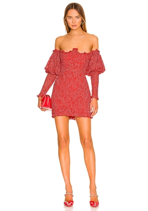 For Love & Lemons Clarisse Off The Shoulder Mini Dress in Red. Size XS.