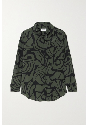 Matteau - + Net Sustain Printed Organic Silk-crepe Shirt - Black - 5,6,1,2,3,4