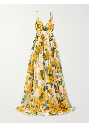 Dolce & Gabbana - Floral-print Silk-chiffon Maxi Dress - Yellow - IT36,IT38,IT40,IT42,IT44,IT46,IT48,IT50
