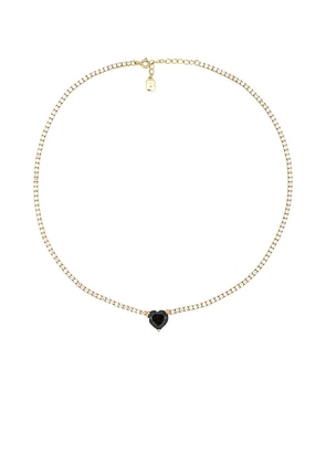 BONBONWHIMS Heart Gumdrop Tennis Necklace in Metallic Gold.