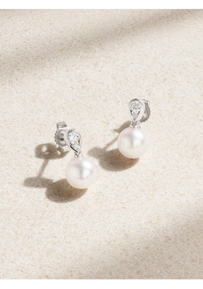 Mikimoto - Morning Dew 18-karat White Gold, Pearl And Diamond Earrings - One size