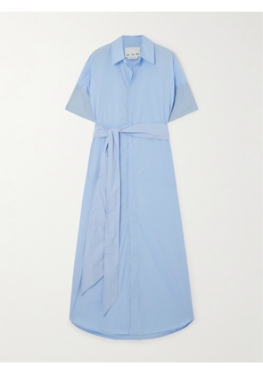 SASUPHI - Daria Belted Cotton-poplin Maxi Shirt Dress - Blue - IT36,IT40,IT42,IT44
