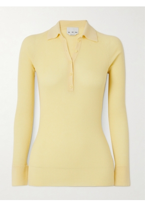 SASUPHI - Ribbed Cashmere And Silk-blend Polo Shirt - Yellow - IT36,IT38,IT40,IT42,IT44