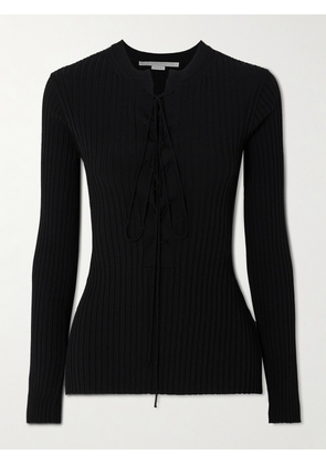 Stella McCartney - + Net Sustain Lace-up Ribbed-knit Top - Black - xx small,x small,small,medium,large