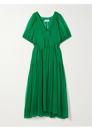 La Ligne - Constance Tiered Silk-chiffon Maxi Dress - Green - x small,small,medium,large,x large