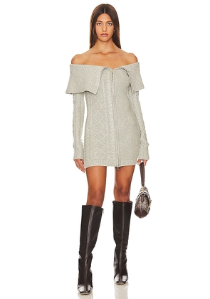 Camila Coelho Caelia Off Shoulder Cable Mini Dress in Grey. Size L, S, XL, XS.