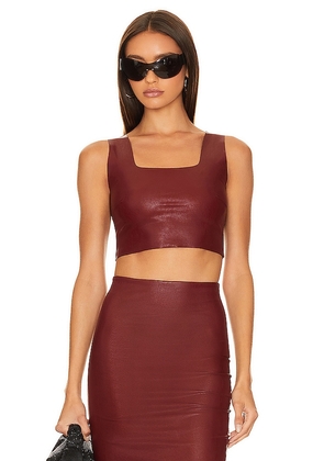 Commando Faux Leather Crop Top in Burgundy. Size S.