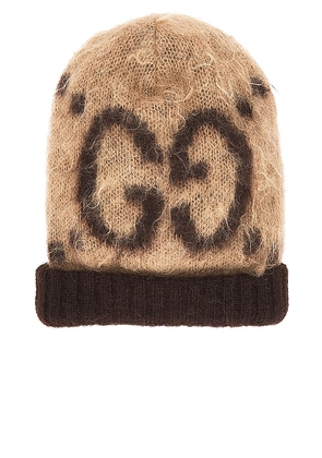 FWRD Renew Gucci GG Mohair Wool Hat in Brown. Size .