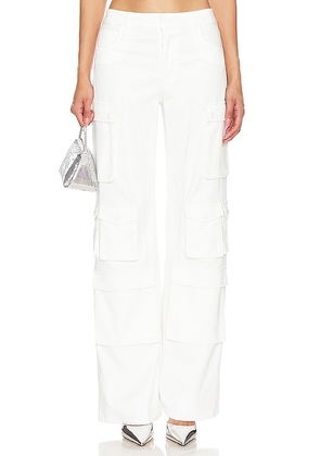 Alice + Olivia Olympia Baggy Cargo Pants in Cream. Size 12, 14, 6, 8.
