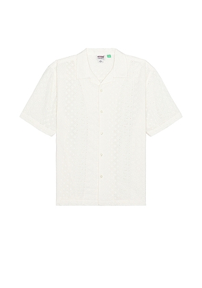 Guess Originals Eyelet Short Sleeve Camp Shirt in Cream. Size S, XL/1X.