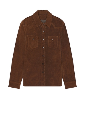 ALLSAINTS Montana Suede Shirt in Brown. Size M, S, XL/1X.