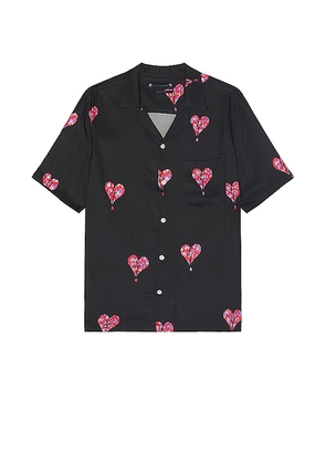 ALLSAINTS Ikuma Breakup Short Sleeve Shirt in Black. Size M, S, XL/1X.