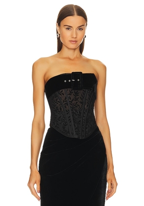 Rozie Corsets Floral Corset Top in Black. Size 38/M, 40/L, 42/XL.