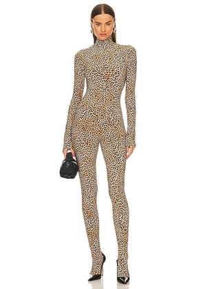 Norma Kamali Slim Fit Turtle Catsuit With Footsie in Neutral. Size S, XL.